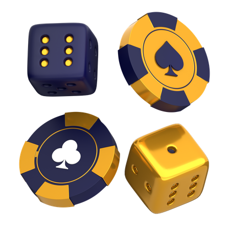 Juego de monedas y dados  3D Icon