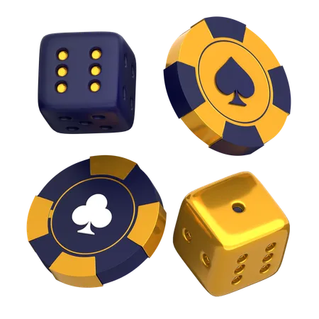 Juego de monedas y dados  3D Icon