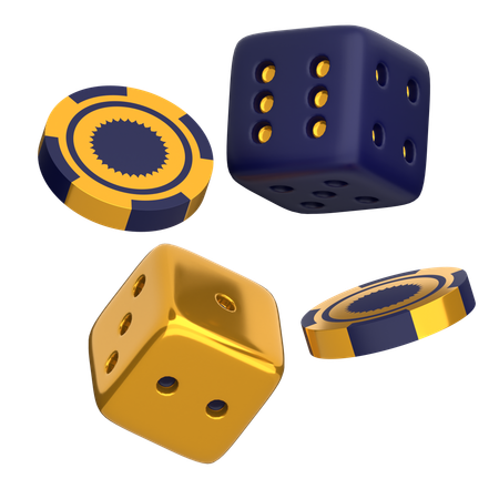 Juego de monedas y dados  3D Icon