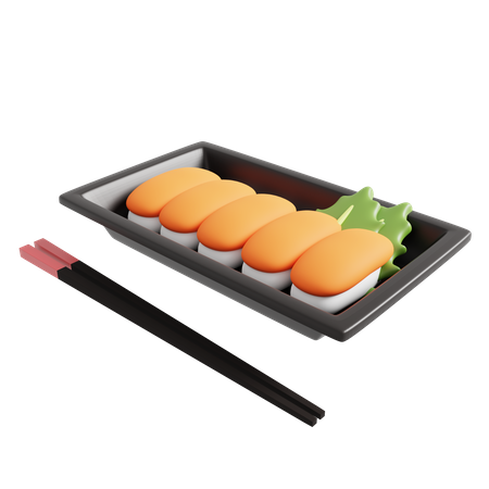 Sushi de salmón en caja de plástico  3D Icon