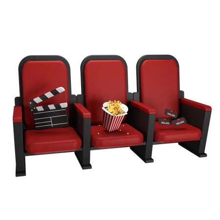 Juego de sillas de cine  3D Icon