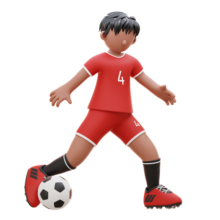 El jugador da una patada fuerte a la pelota  3D Illustration