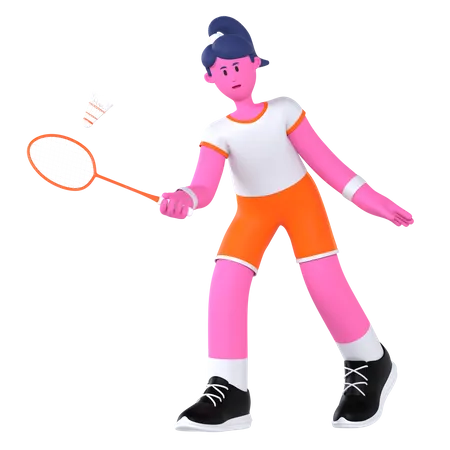 Jugador de badminton  3D Illustration