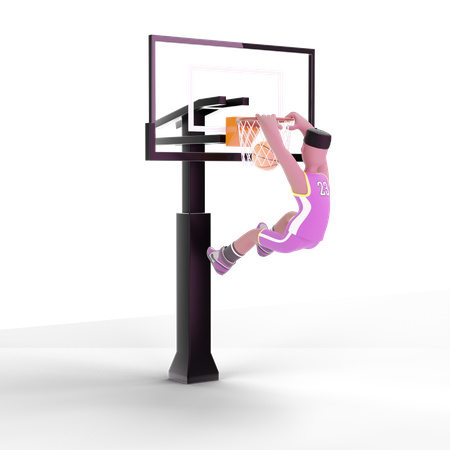 Gol de gol del jugador de baloncesto  3D Illustration
