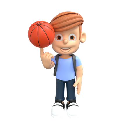 Jugador de baloncesto girando la pelota en el dedo  3D Illustration