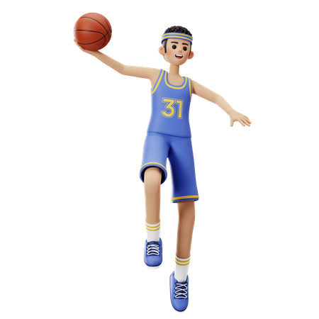 Jugador de baloncesto haciendo Lay Up  3D Illustration