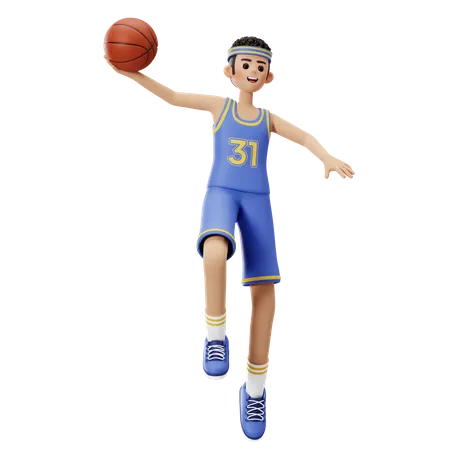 Jugador de baloncesto haciendo Lay Up  3D Illustration