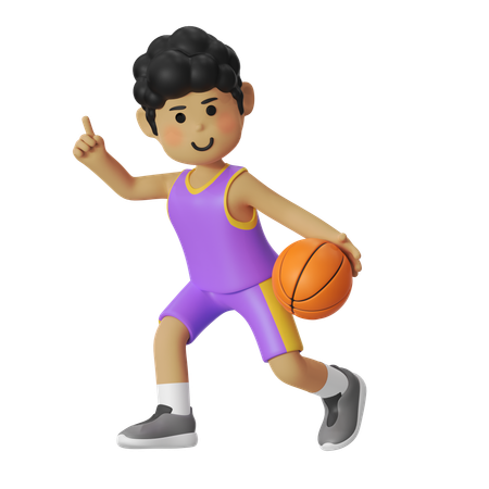 Jugador de baloncesto niño creador de juego  3D Illustration