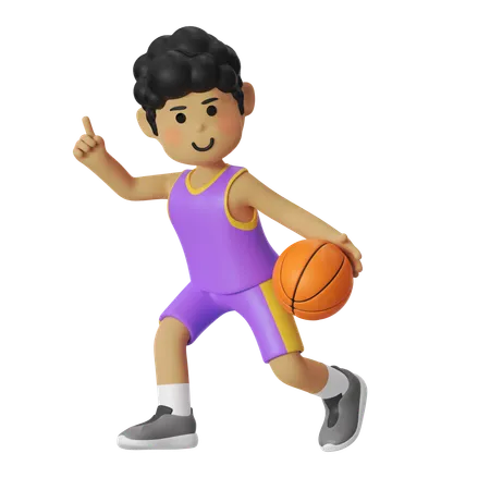 Jugador de baloncesto niño creador de juego  3D Illustration