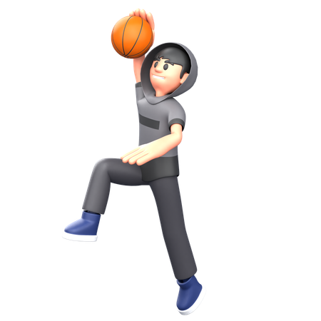 Jugador de baloncesto jugando baloncesto  3D Illustration