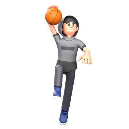 Jugador de baloncesto jugando baloncesto  3D Illustration