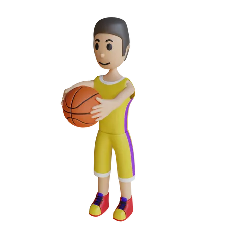 Jugador de baloncesto jugando movimiento  3D Illustration