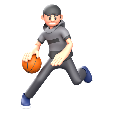 Jugador de baloncesto regateando baloncesto  3D Illustration