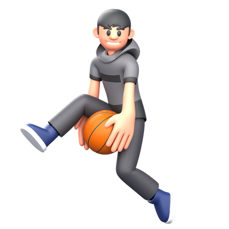 Jugador de baloncesto regateando baloncesto  3D Illustration