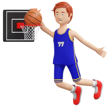 Jugador de baloncesto Slam Dunk  3D Illustration