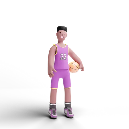 Jugador de baloncesto sosteniendo la pelota  3D Illustration