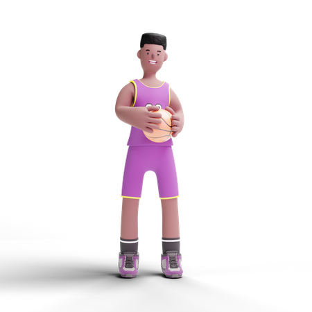 Jugador de baloncesto sosteniendo la pelota  3D Illustration