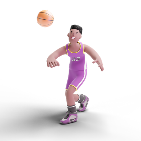 Jugador de baloncesto va a coger la pelota  3D Illustration