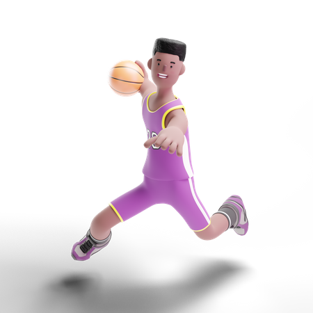Jugador de baloncesto va por gol  3D Illustration