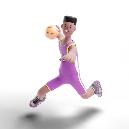 Jugador de baloncesto va por gol  3D Illustration