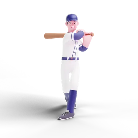 Jugador de béisbol bateando  3D Illustration