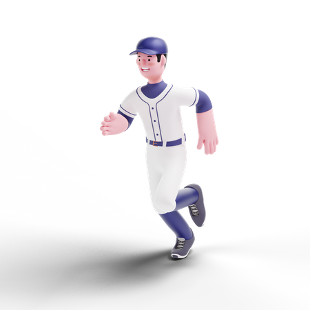 Jugador de béisbol corriendo en partido  3D Illustration