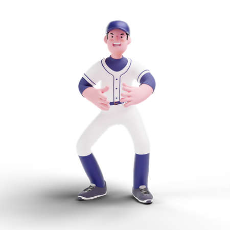 Jugador de béisbol de pie  3D Illustration