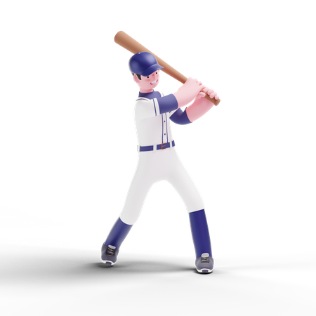 Jugador de béisbol golpeando la pelota  3D Illustration
