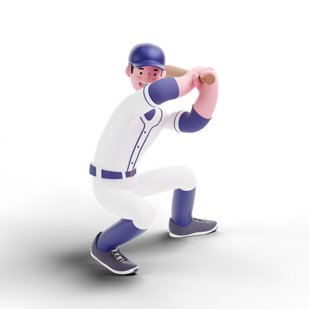 Jugador de béisbol jugando con bate  3D Illustration