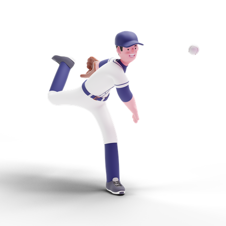 Jugador de béisbol lanzando pelota  3D Illustration