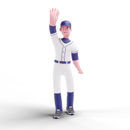 Jugador de béisbol levantando la mano  3D Illustration
