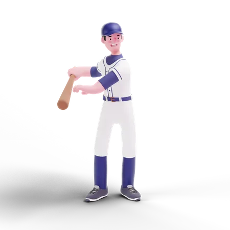 Jugador de béisbol preparándose para jugar  3D Illustration