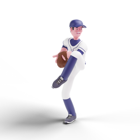 Jugador de béisbol preparándose para lanzar la pelota  3D Illustration