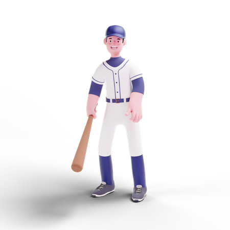Jugador de béisbol sosteniendo bate  3D Illustration
