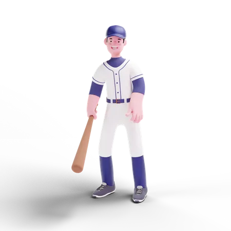 Jugador de béisbol sosteniendo bate  3D Illustration