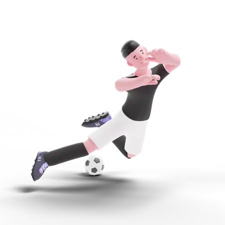 Jugador de fútbol cayendo  3D Illustration