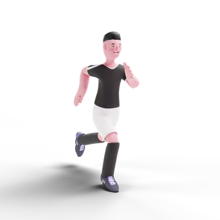 Jugador de fútbol corriendo en el campo  3D Illustration