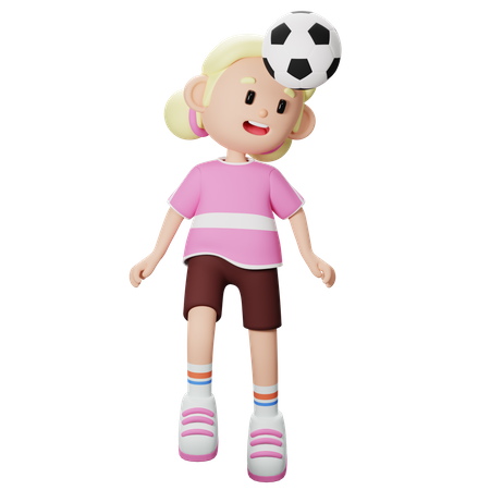 Jugador de fútbol golpeando la pelota con la cabeza.  3D Icon