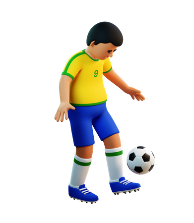 El jugador de fútbol hace malabarismos con un balón de fútbol  3D Illustration