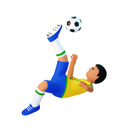 El futbolista hace una patada de tijera  3D Illustration