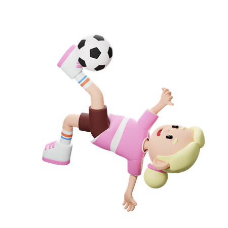 Jugador de fútbol haciendo patada por encima de la cabeza  3D Icon