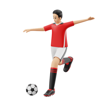Jugador de futbol patear pelota  3D Icon