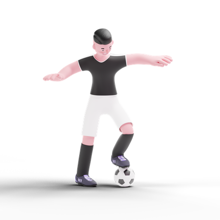 Jugador de fútbol manipulando balón  3D Illustration
