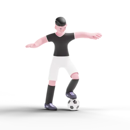 Jugador de fútbol manipulando balón  3D Illustration