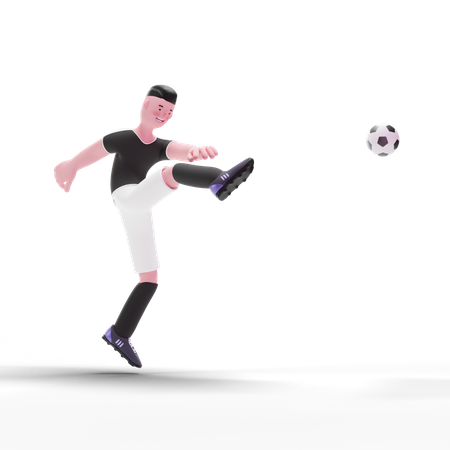 Jugador de fútbol pateando la pelota  3D Illustration