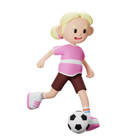 Jugador de fútbol pateando pelota  3D Illustration