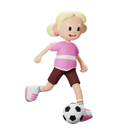 Jugador de fútbol pateando pelota  3D Illustration