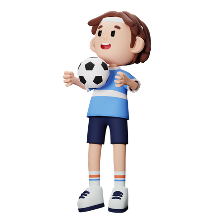 Jugador de fútbol recibiendo pelota  3D Illustration