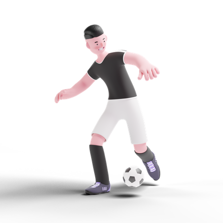 Jugador de fútbol driblando  3D Illustration