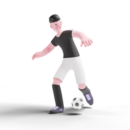 Jugador de fútbol driblando  3D Illustration
